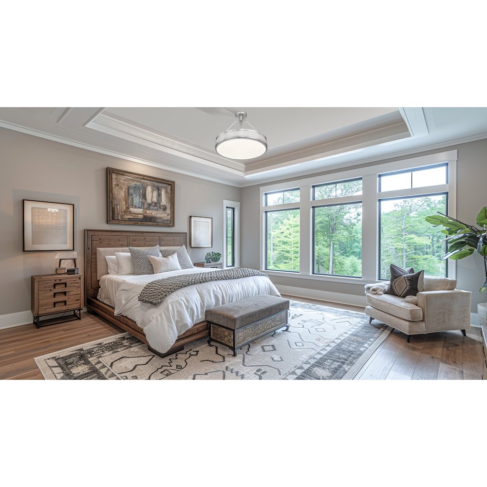 Z-Lite 3 Light Semi Flush Mount, Satin Nickel