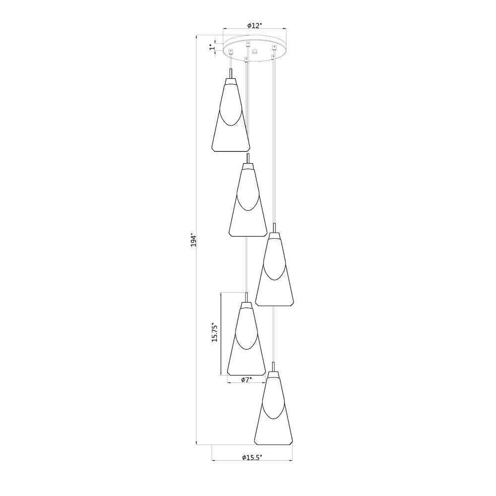 Z-Lite Aimie 5 Light Chandelier, Modern Gold