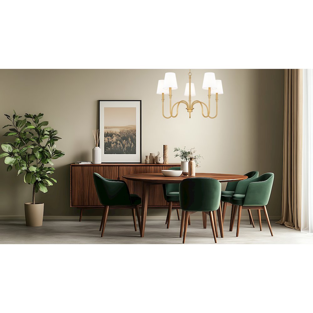 Z-Lite 5 Light Chandelier, Rubbed Brass