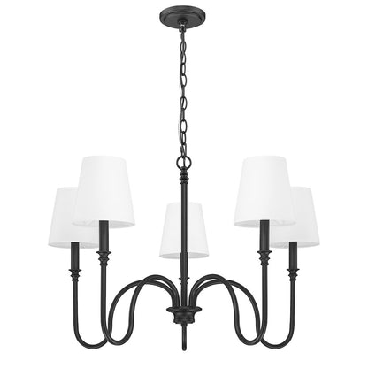 Z-Lite 5 Light Chandelier, Matte Black