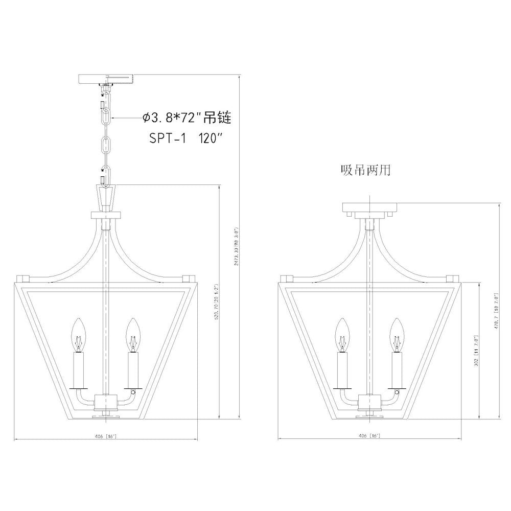 Z-Lite 3 Light Chandelier, Iron Ore