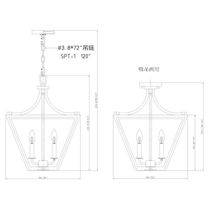 Z-Lite 3 Light Chandelier, Iron Ore