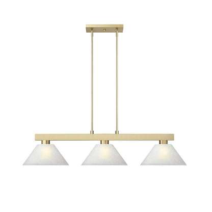 Z-Lite Cobalt 3 Light Billiard, Steel Frame, White Linen Shade Color