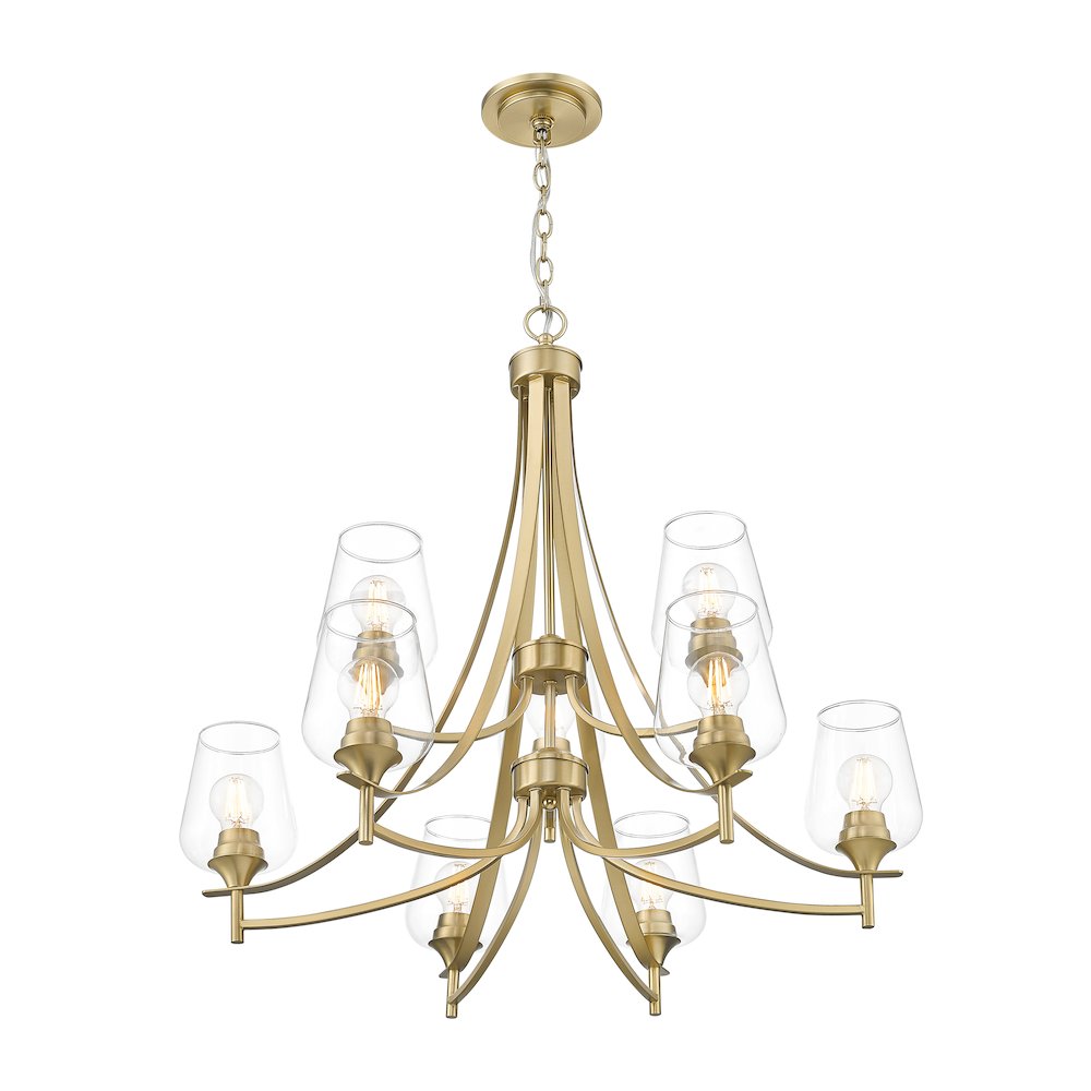 Z-Lite 9 Light Chandelier, Burnished Brass
