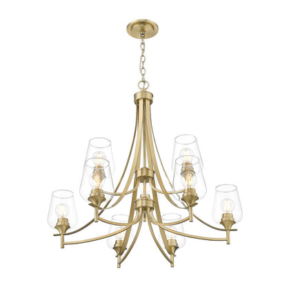 Z-Lite 9 Light Chandelier, Burnished Brass