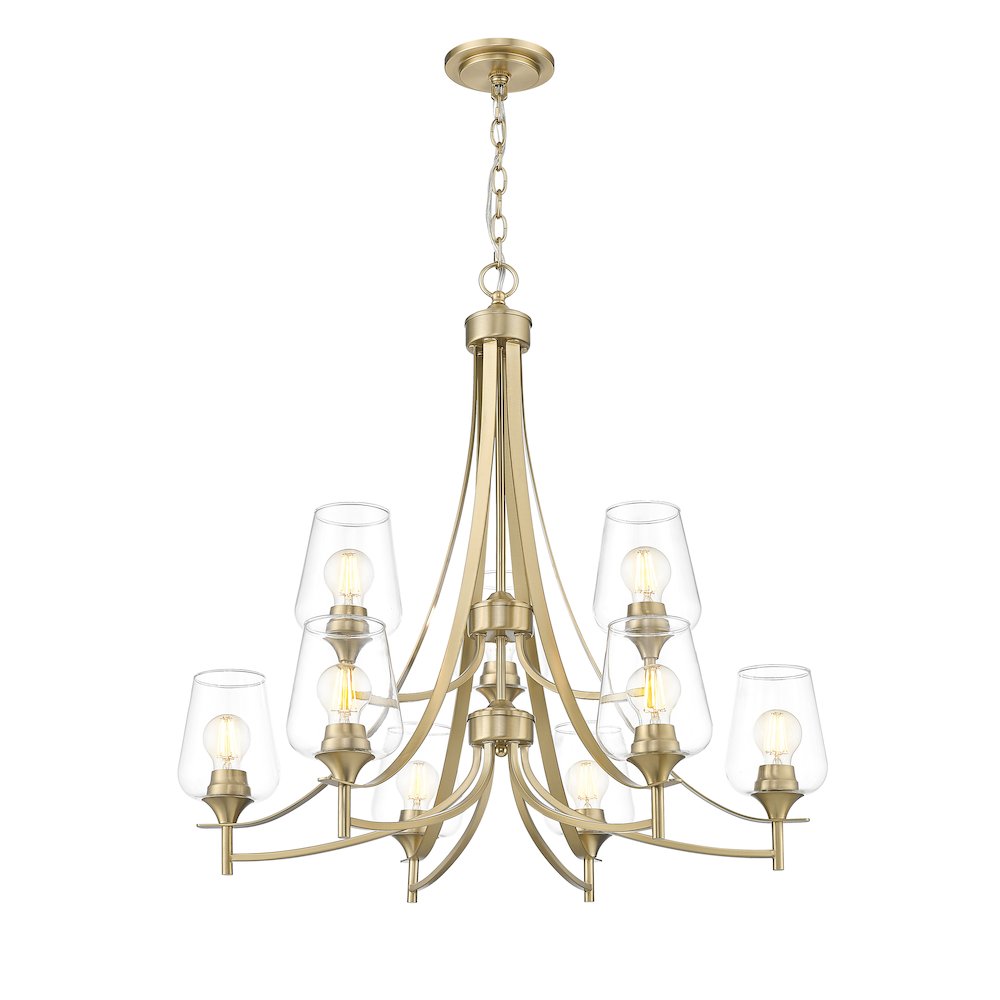 Z-Lite 9 Light Chandelier, Burnished Brass