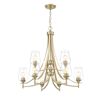 Z-Lite 9 Light Chandelier, Burnished Brass