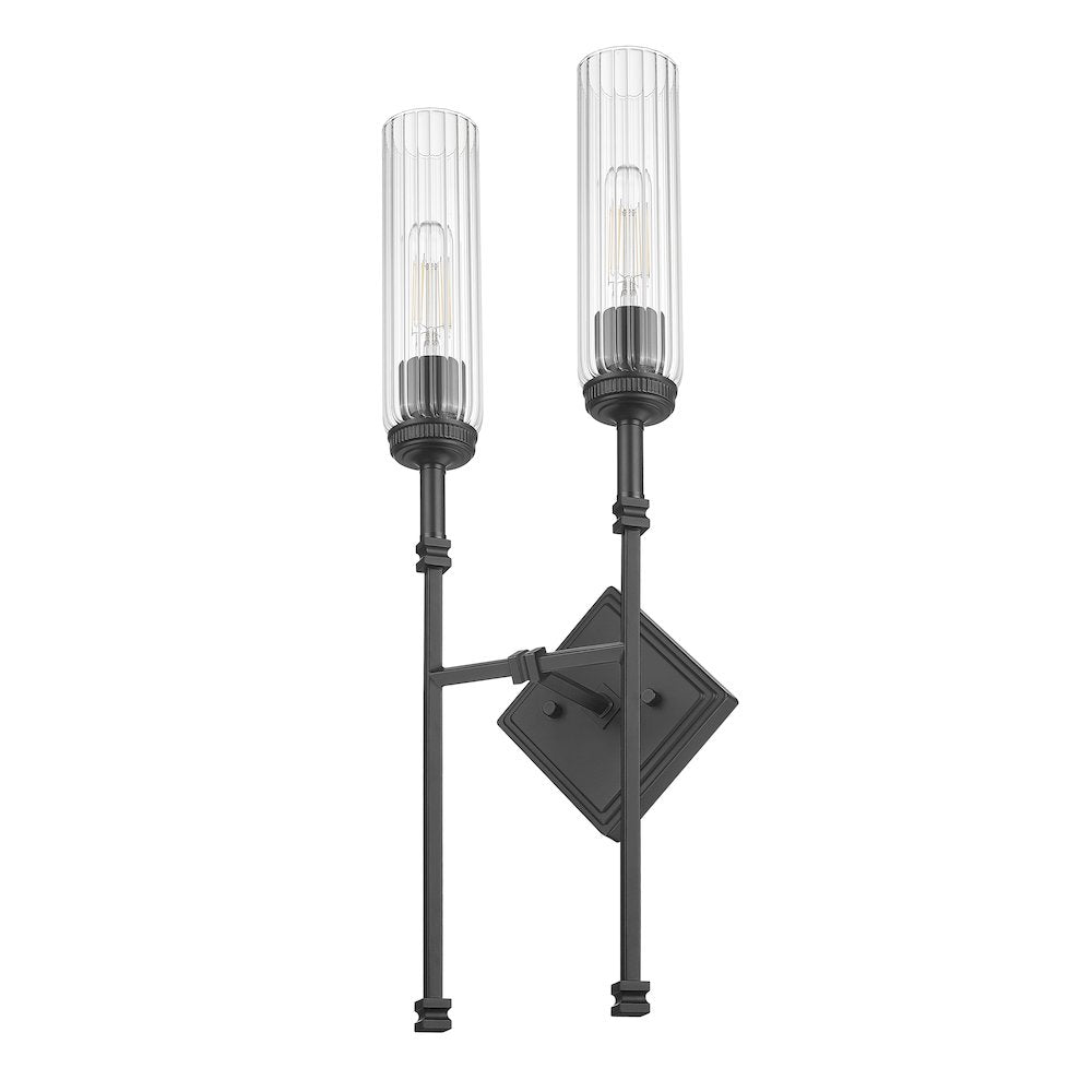 Z-Lite 2 Light Wall Sconce, Matte Black