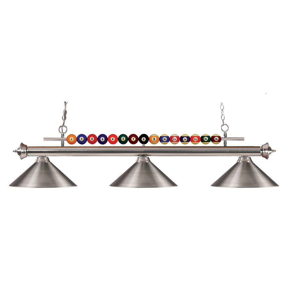 Z-Lite Shark 3 Light Billiard, Steel Frame, Brushed Nickel Shade Color