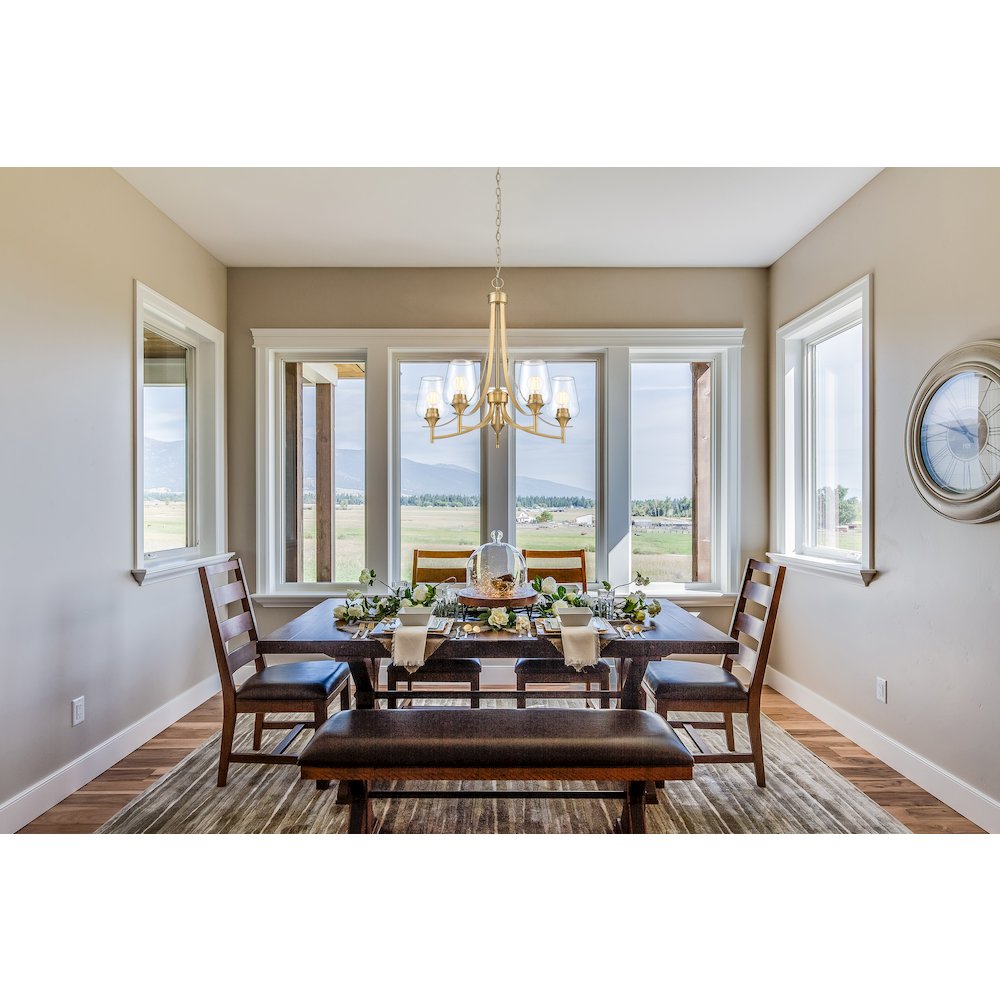 Z-Lite 5 Light Chandelier, Burnished Brass