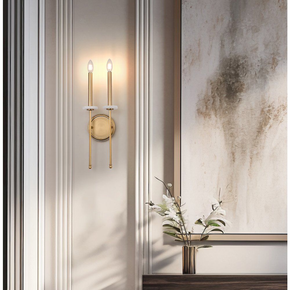 Z-Lite 2 Light Wall Sconce, Mordern Gold