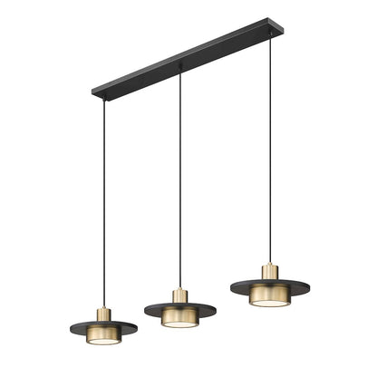 Z-Lite 3 Light Linear Chandelier, Matte Black + Modern Gold