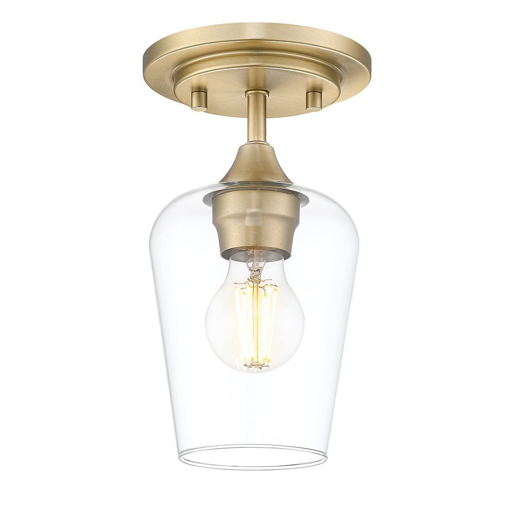 Z-Lite 1 Light Flush Mount, Burnished Brass