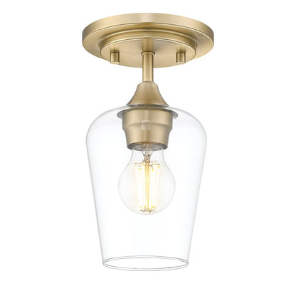 Z-Lite 1 Light Flush Mount, Burnished Brass