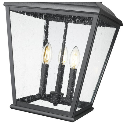 Z-Lite 3 Light Outdoor Chain Mount Ceiling Fixture, Sand Black