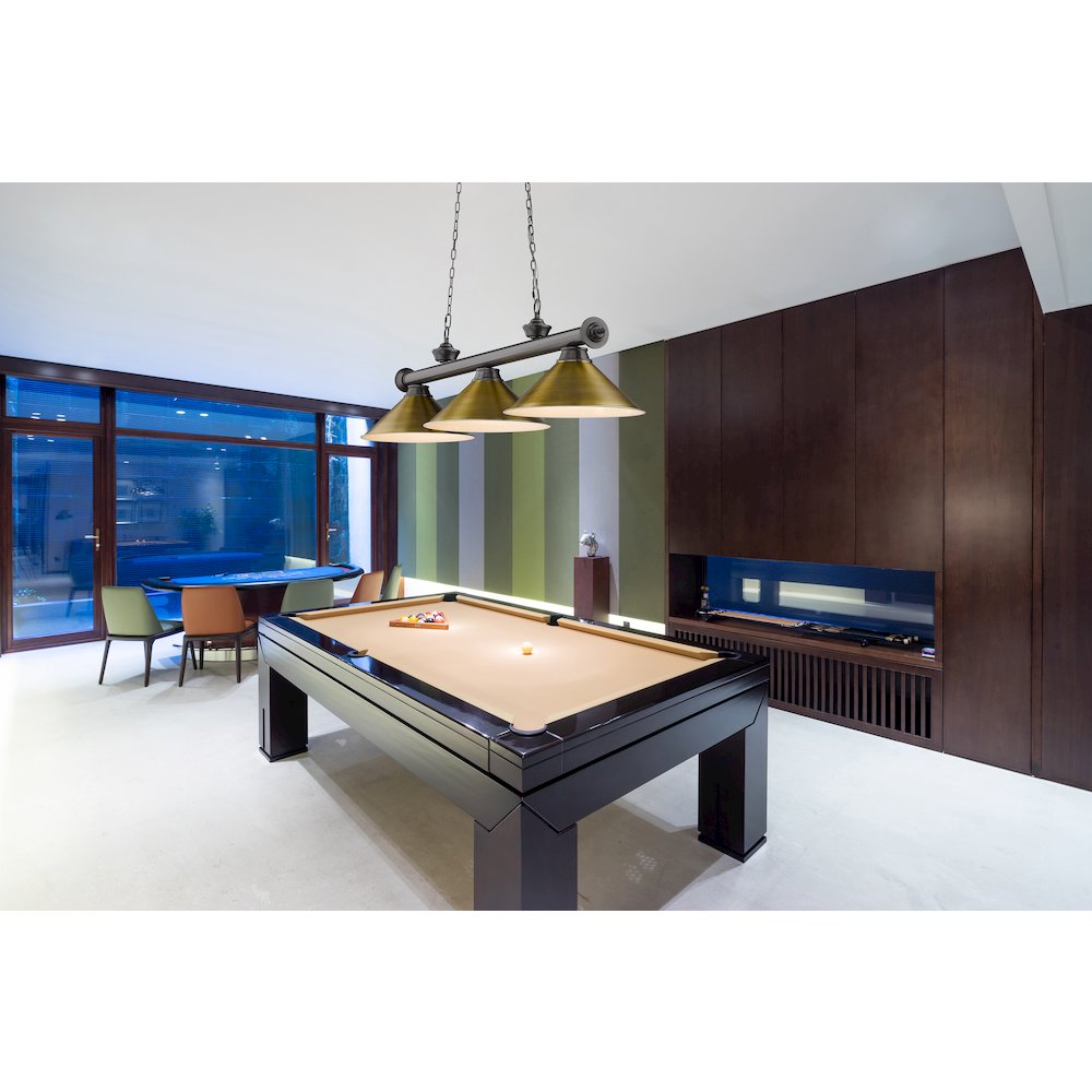 Z-Lite Cordon 3 Light Billiard, Steel Frame, Rubbed Brass Shade Color