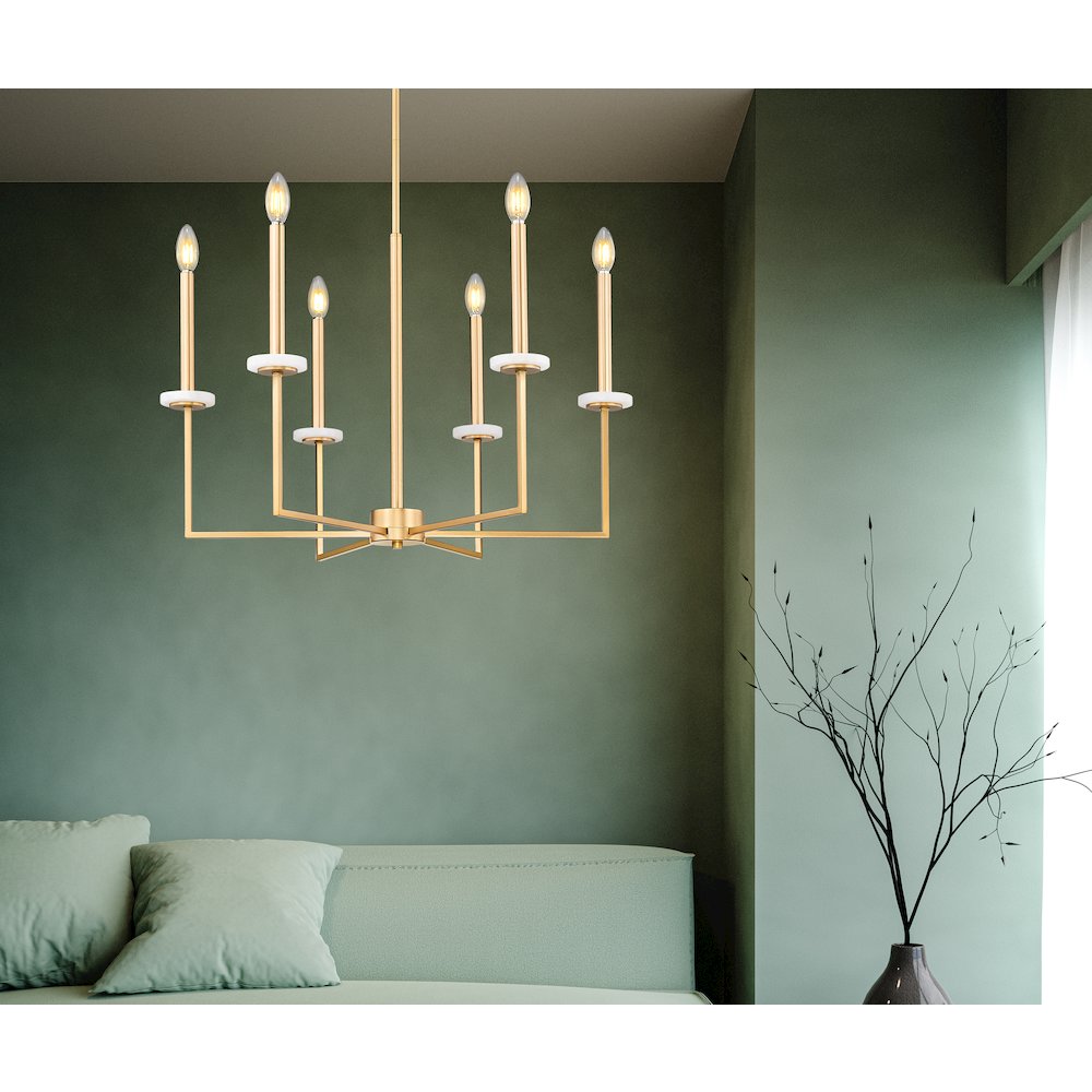 Z-Lite 6 Light Chandelier, Mordern Gold