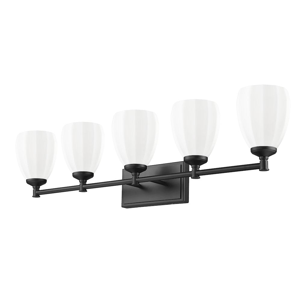 Z-Lite Oren 5 Light Vanity in Matte Black color, Steel frame
