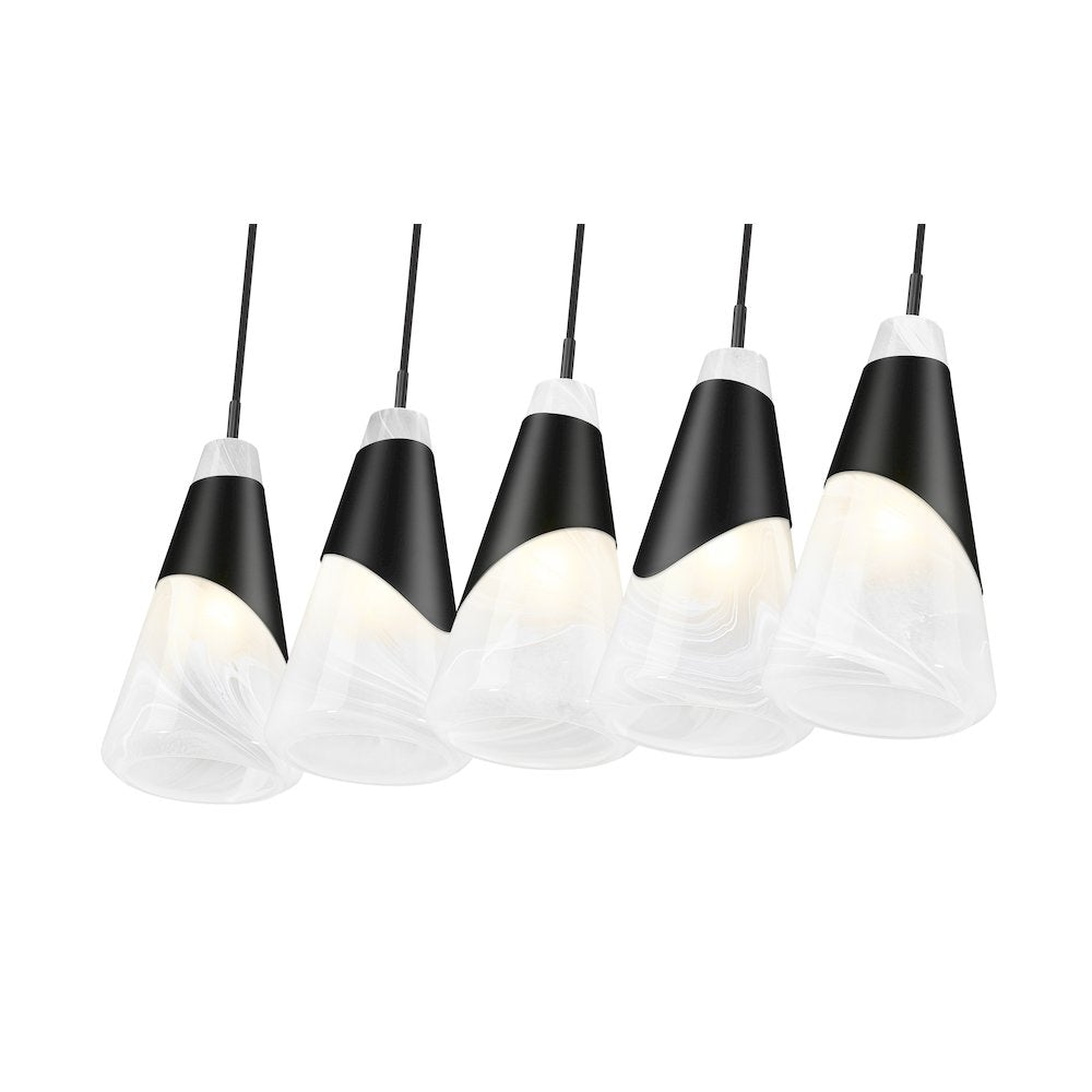 Z-Lite Aimie 5 Light Linear Chandelier, Matte Black