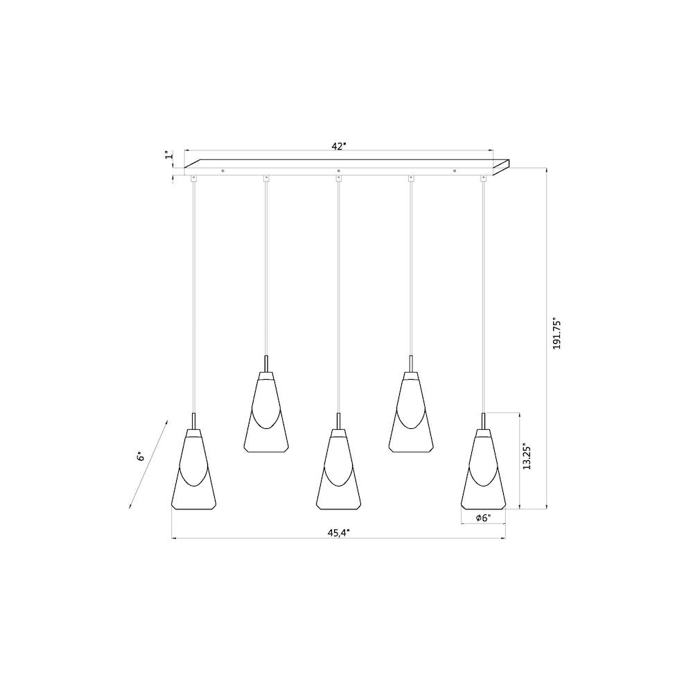 Z-Lite Aimie 5 Light Linear Chandelier, Brushed Nickel