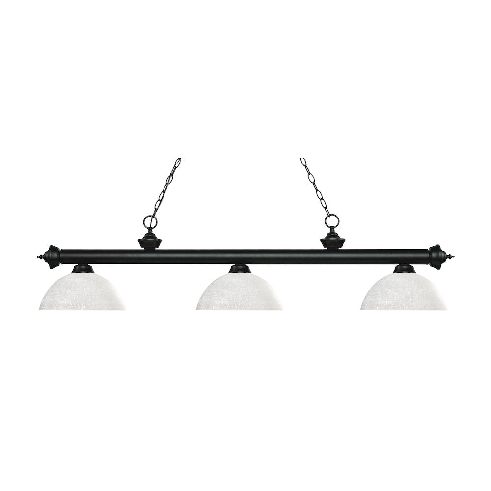 Z-Lite Riviera 3 Light Billiard, Steel Frame, White Linen Shade Color