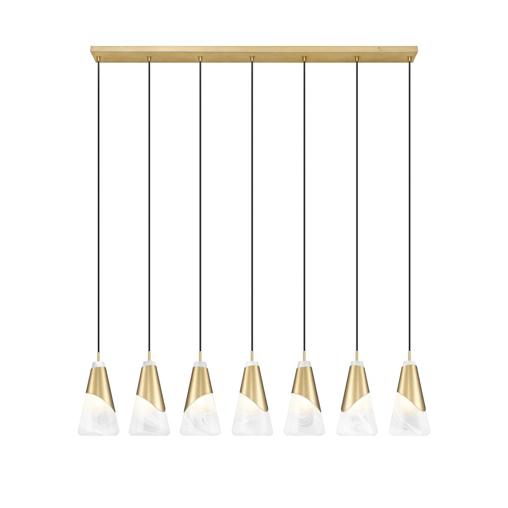 Z-Lite Aimie 7 Light Linear Chandelier, Modern Gold