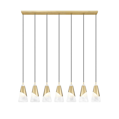 Z-Lite Aimie 7 Light Linear Chandelier, Modern Gold