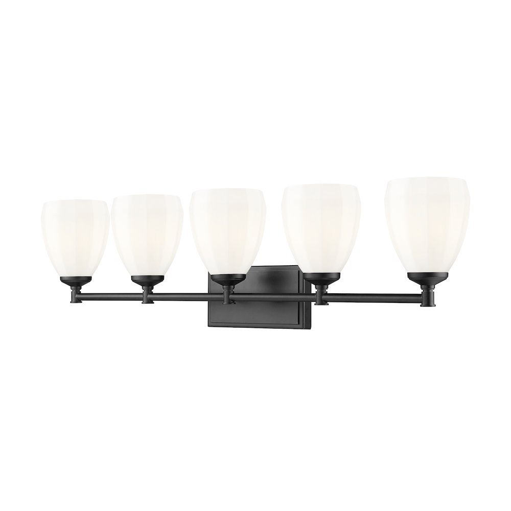Z-Lite Oren 5 Light Vanity in Matte Black color, Steel frame