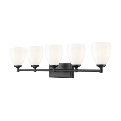 Z-Lite Oren 5 Light Vanity in Matte Black color, Steel frame