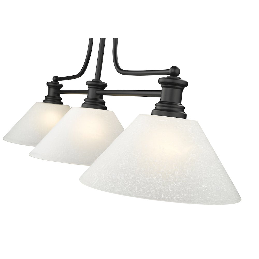 Z-Lite Melange 3 Light Billiard, Steel Frame, White Linen Shade Color