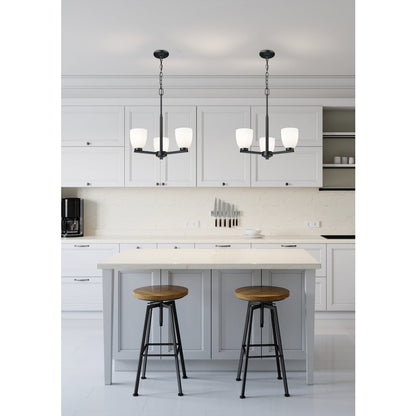 Z-Lite Naya 3 Light Chandelier in Matte Black color, Steel frame