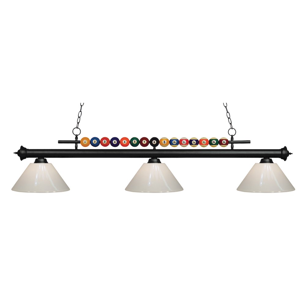 Z-Lite Shark 3 Light Billiard, Steel Frame, White Shade Color
