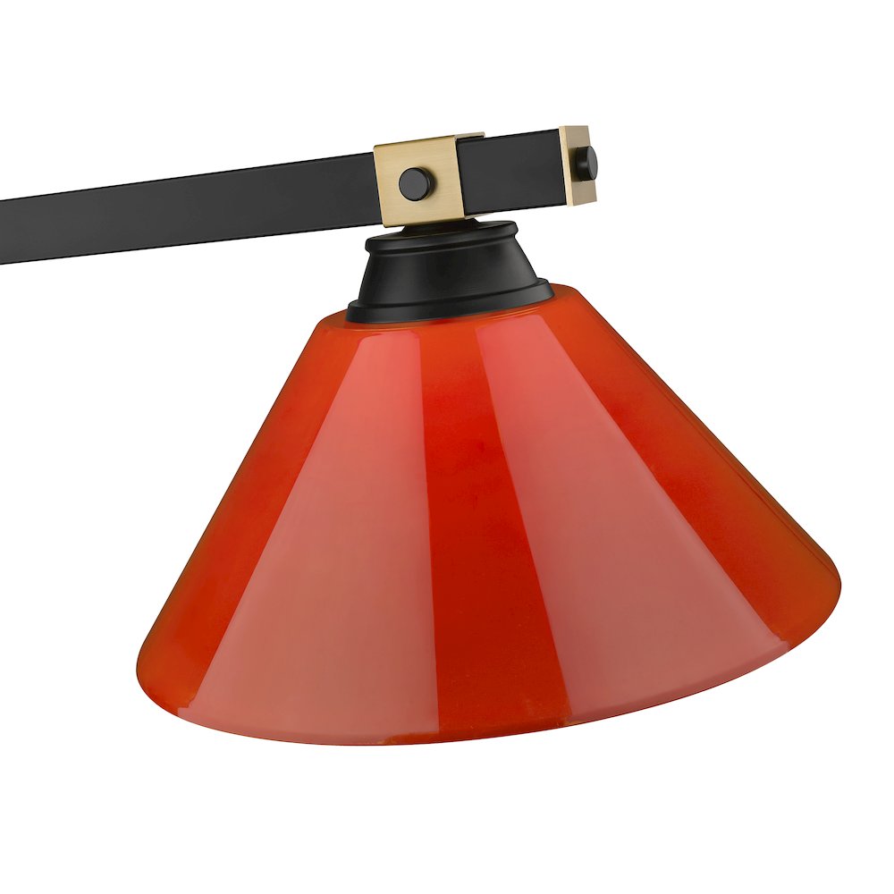 Z-Lite Bronte 3 Light Billiard, Steel Frame, Red Shade Color
