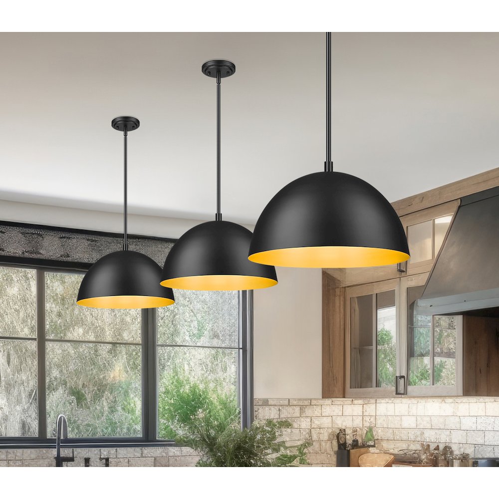Z-Lite 1 Light Pendant, Matte Black