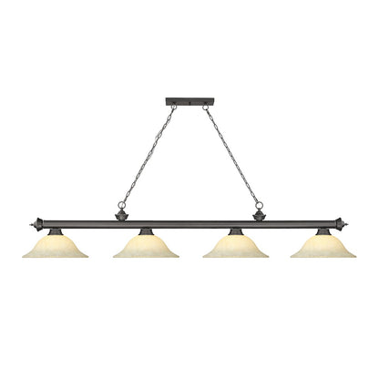 Z-Lite Cordon 4 Light Billiard, Steel Frame, Golden Mottle Shade Color