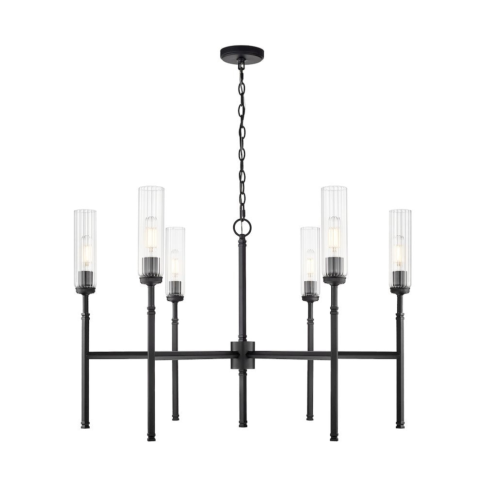 Z-Lite 6 Light Chandelier, Matte Black