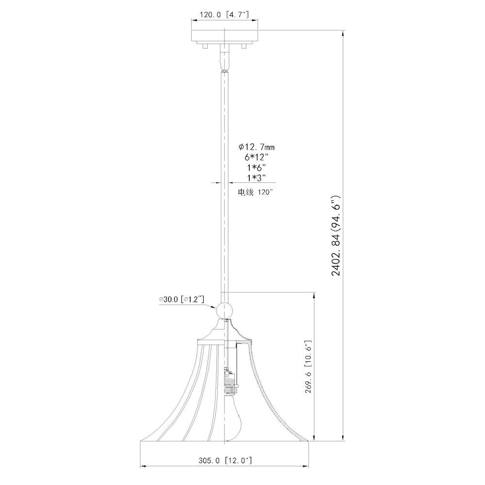 Z-Lite 1 Light Pendant, Matte Black