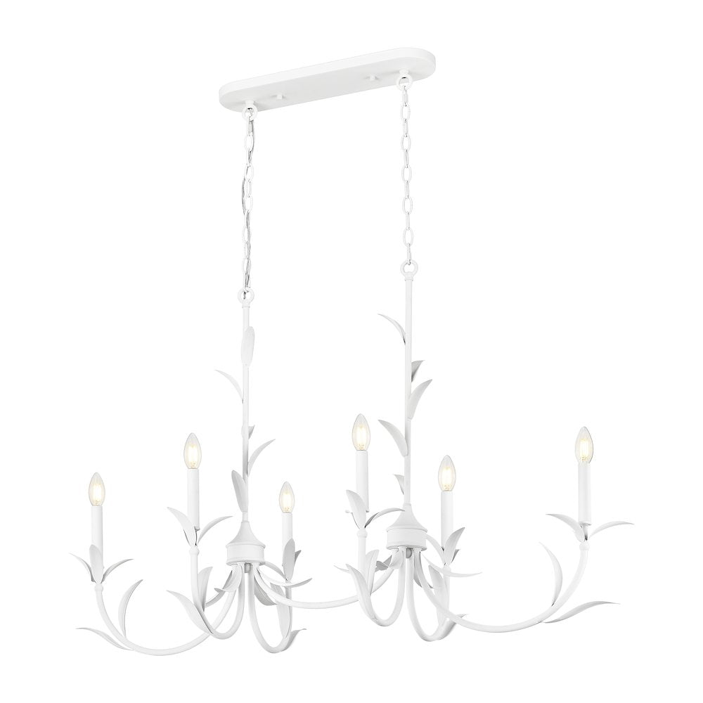 Z-Lite 6 Light Linear Chandelier, Textured White
