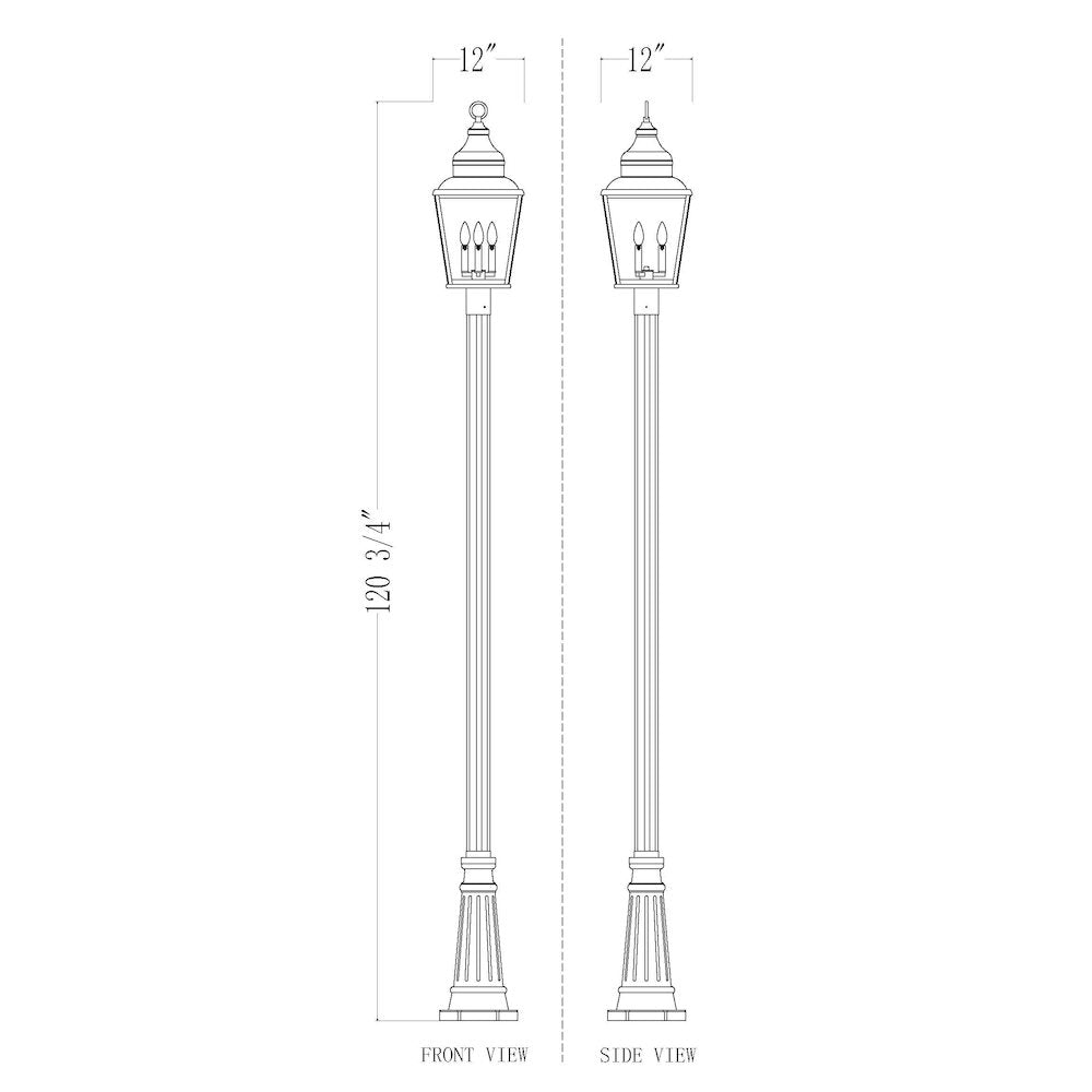 Z-Lite 3 Light Outdoor Post Mounted Fixture, Sand Black