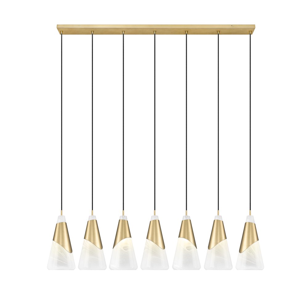 Z-Lite Aimie 7 Light Linear Chandelier, Modern Gold