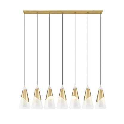 Z-Lite Aimie 7 Light Linear Chandelier, Modern Gold