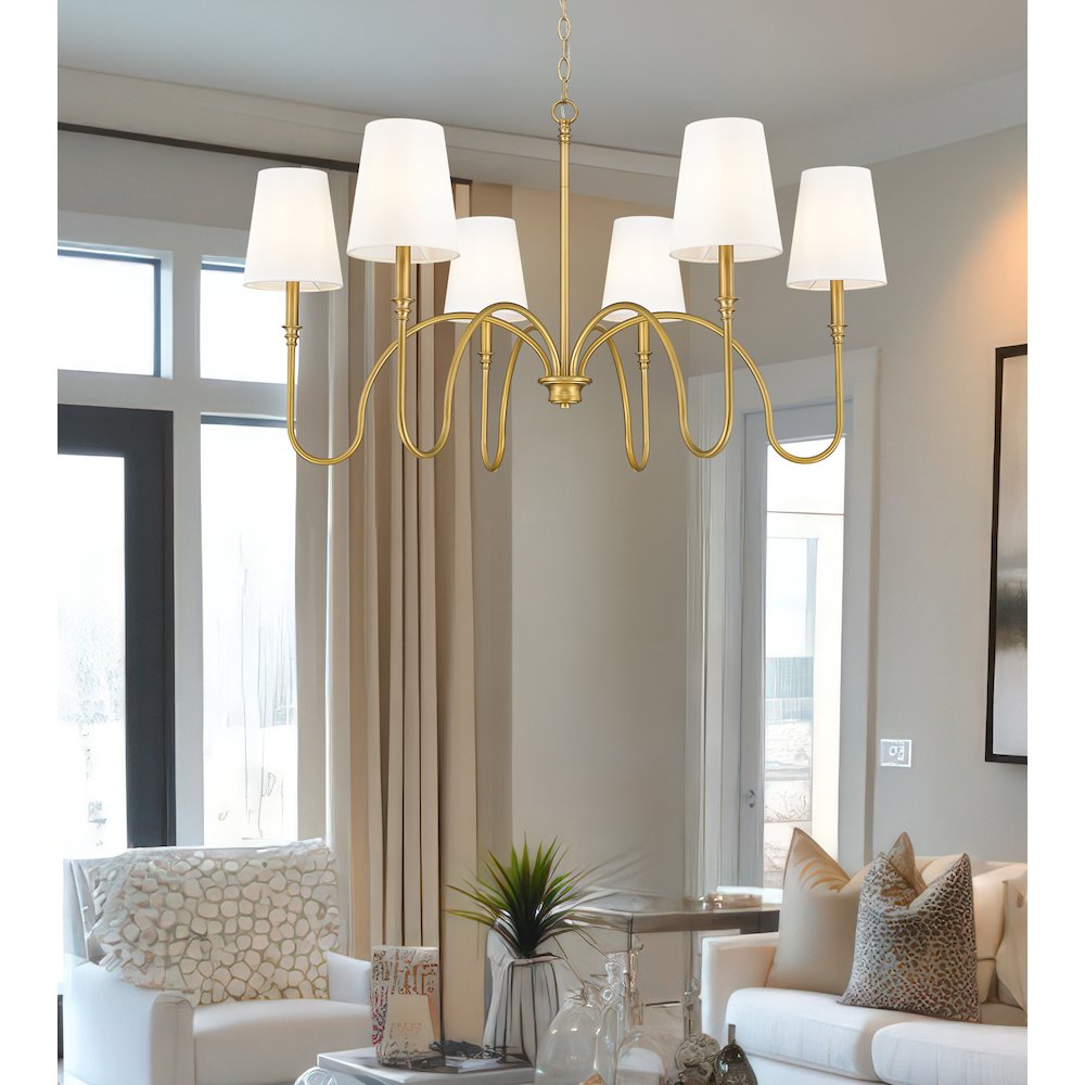 Z-Lite 6 Light Chandelier, Rubbed Brass