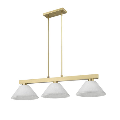 Z-Lite Cobalt 3 Light Billiard, Steel Frame, White Linen Shade Color