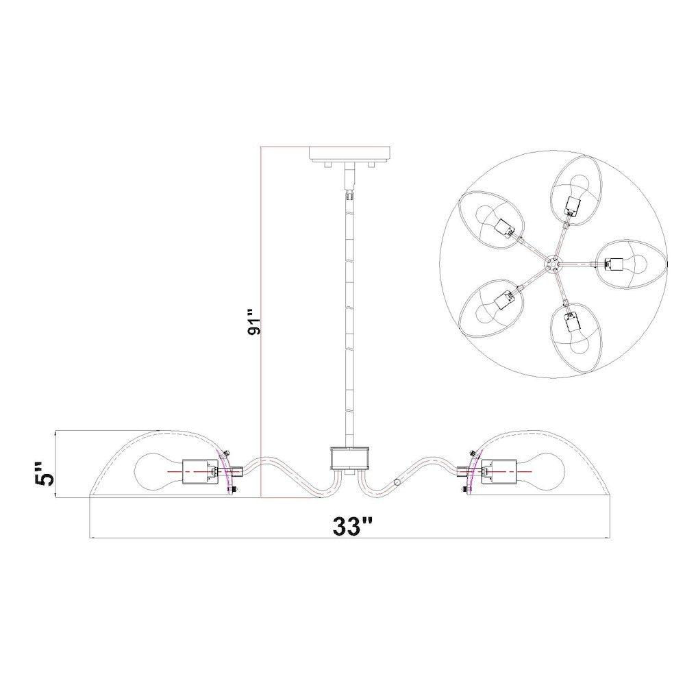 Z-Lite 5 Light Chandelier, Brushed Nickel