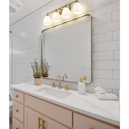 Z-Lite Oren 4 Light Vanity in Modern Gold color, Steel frame
