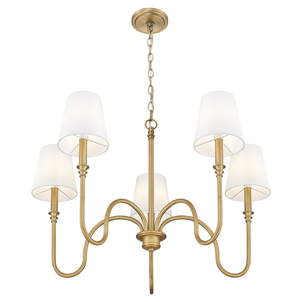 Z-Lite 5 Light Chandelier, Rubbed Brass