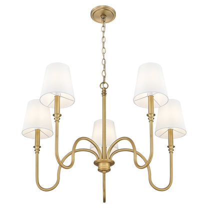 Z-Lite 5 Light Chandelier, Rubbed Brass