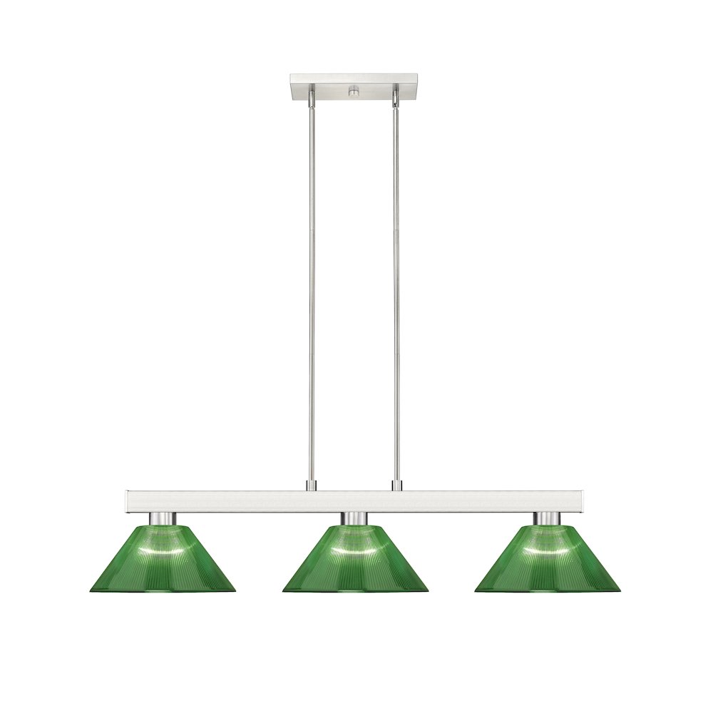 Z-Lite Cobalt 3 Light Billiard, Steel Frame, Green  Shade Color