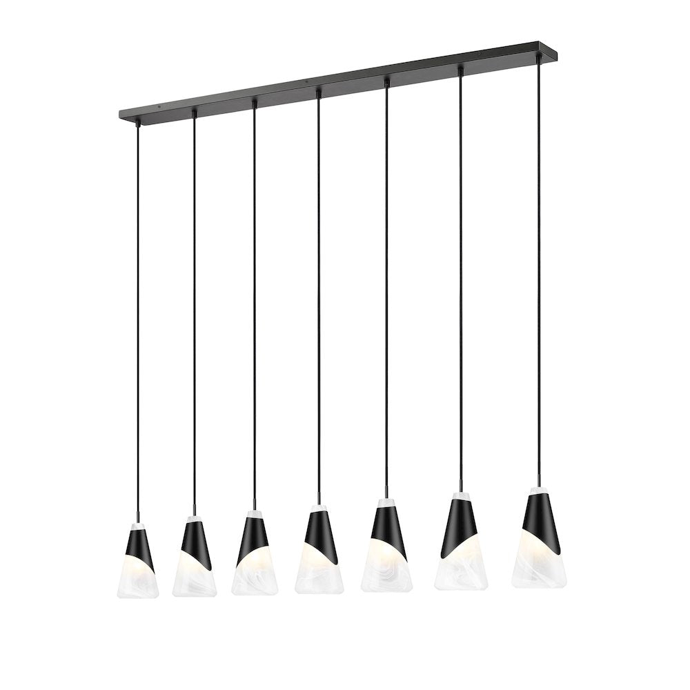Z-Lite Aimie 7 Light Linear Chandelier, Matte Black