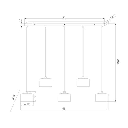 Z-Lite 5 Light Linear Chandelier, Matte Black